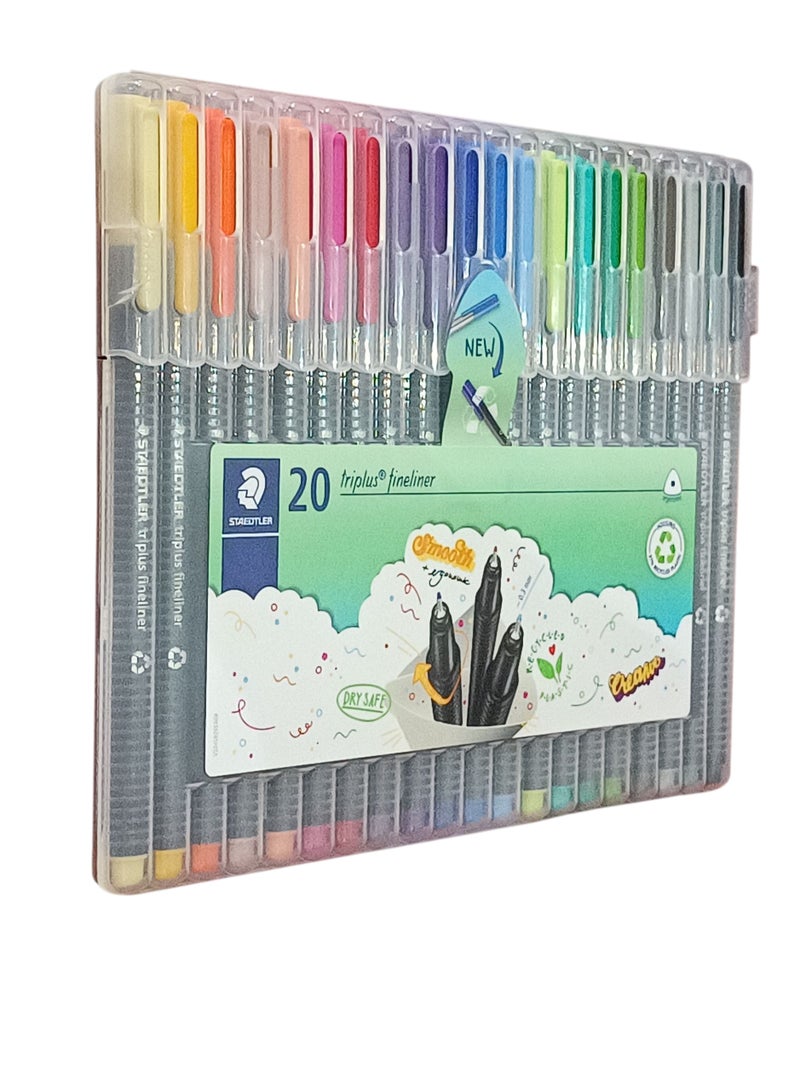 ستدلر مجموعة أقلام حبر ملونة ستدلر تريبلس بسن رفيع مقاس 0.3 مم عدد20 قلم متعدد الألوان - Image 2