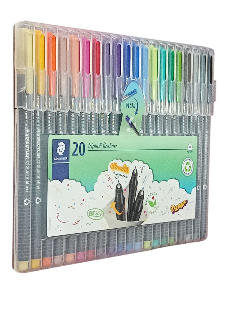 ستدلر مجموعة أقلام حبر ملونة ستدلر تريبلس بسن رفيع مقاس 0.3 مم عدد20 قلم متعدد الألوان - Image 1