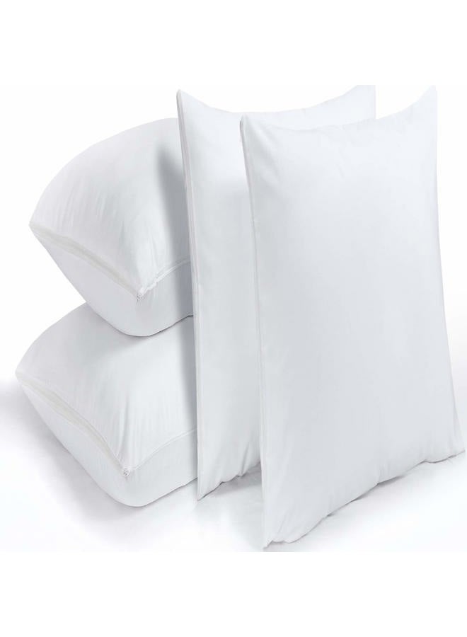 Niagara Sleep Solution Pillow Protectors Standard Lab Certified Ultra Fresh 4 Pack 20x26 inches 100% Cotton White Non Crinkle Quiet Breathable Zipper Covers Cases Set - Image 2