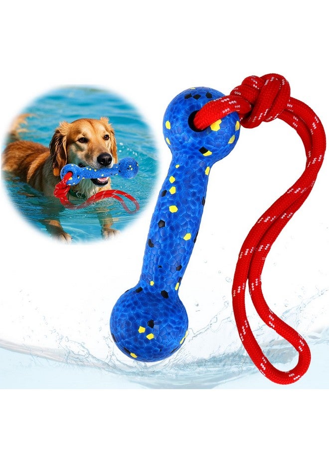 Mity rain Floating Dog Toys -E-TPU Water Pool Fetching Toy with Rope for Small Medium Large Pet, Bumper Shape Indestructible Interactive Dog Chew Toys for Summer Outdoor Training Fun (Blue) - Image 1