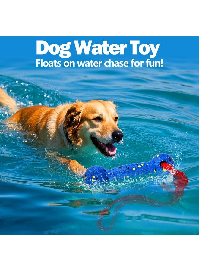 Mity rain Floating Dog Toys -E-TPU Water Pool Fetching Toy with Rope for Small Medium Large Pet, Bumper Shape Indestructible Interactive Dog Chew Toys for Summer Outdoor Training Fun (Blue) - Image 2