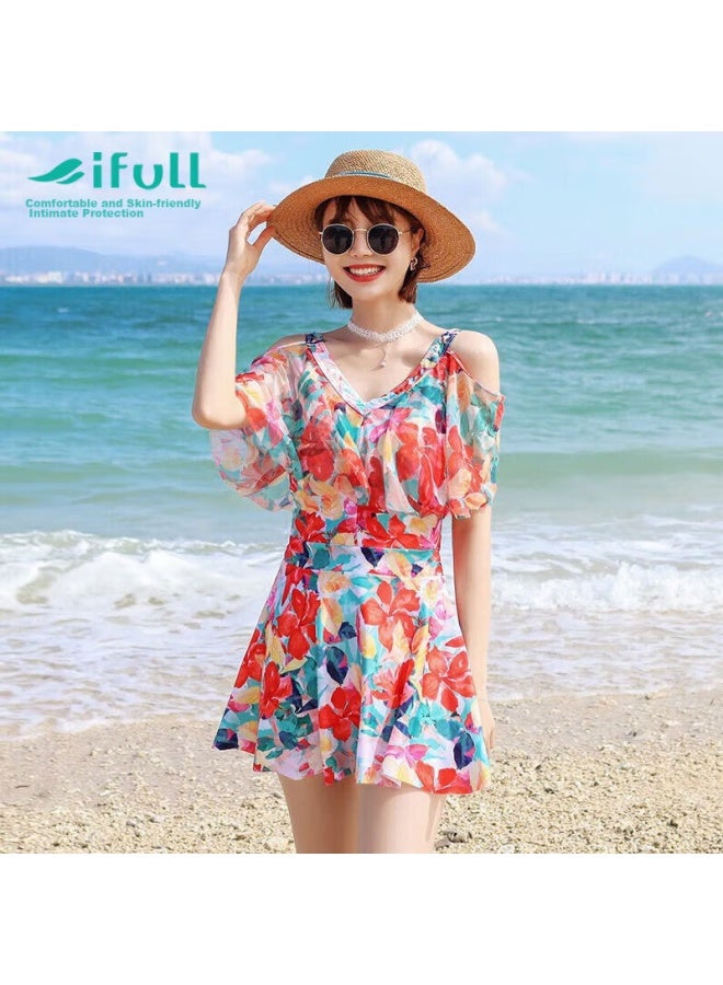 Skin-friendly Yifu Sun Protection Swimsuit For Women, Conservative Fairy Style, Slimming, Tummy Control, Plus Size Push-up, Hot Spring Resort Swimwear - Image 1