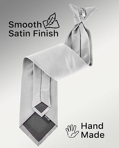 boxed-gifts Clip on Ties for Men - Premium White Solid Color Clip on Tie - Image 4