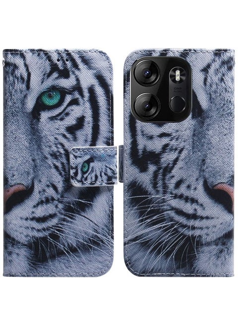 Case Cover For For Tecno Spark Go 2023 / Pop 7 Pro Coloured Drawing Flip Leather Phone Case(Tiger)