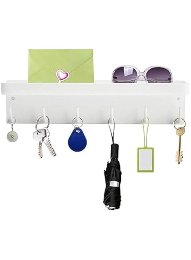 بي دبليو اس جاي حامل مفاتيح مغاطيسي مع صيية م الميكاكو، سلسلة مفاتيح حائط مغاطيسية مع حامل صغير و6 خطافات معدية، حامل مفاتيح ذاتي اللصق لتزيي الحائط والا والمدخل والمكت ايض)، ستالس ستيل - Image 1