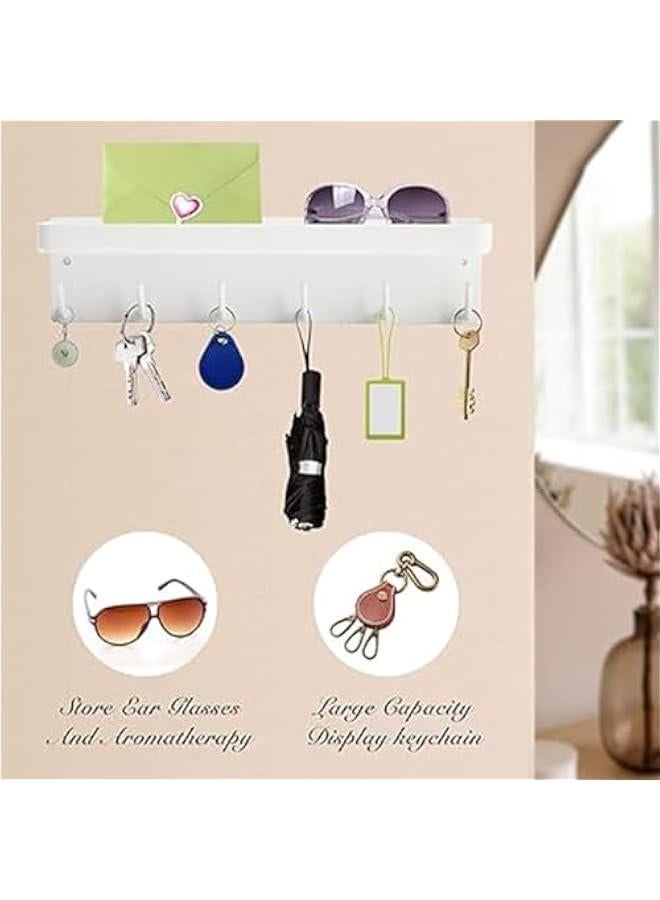 بي دبليو اس جاي حامل مفاتيح مغاطيسي مع صيية م الميكاكو، سلسلة مفاتيح حائط مغاطيسية مع حامل صغير و6 خطافات معدية، حامل مفاتيح ذاتي اللصق لتزيي الحائط والا والمدخل والمكت ايض)، ستالس ستيل - Image 2