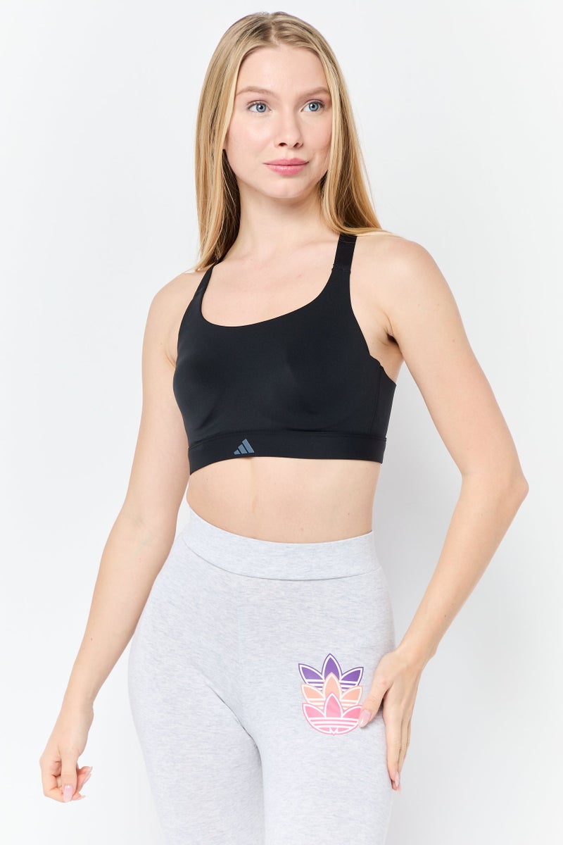 Adidas Women Brand Logo Padded Sports Bra, Black - Image 1