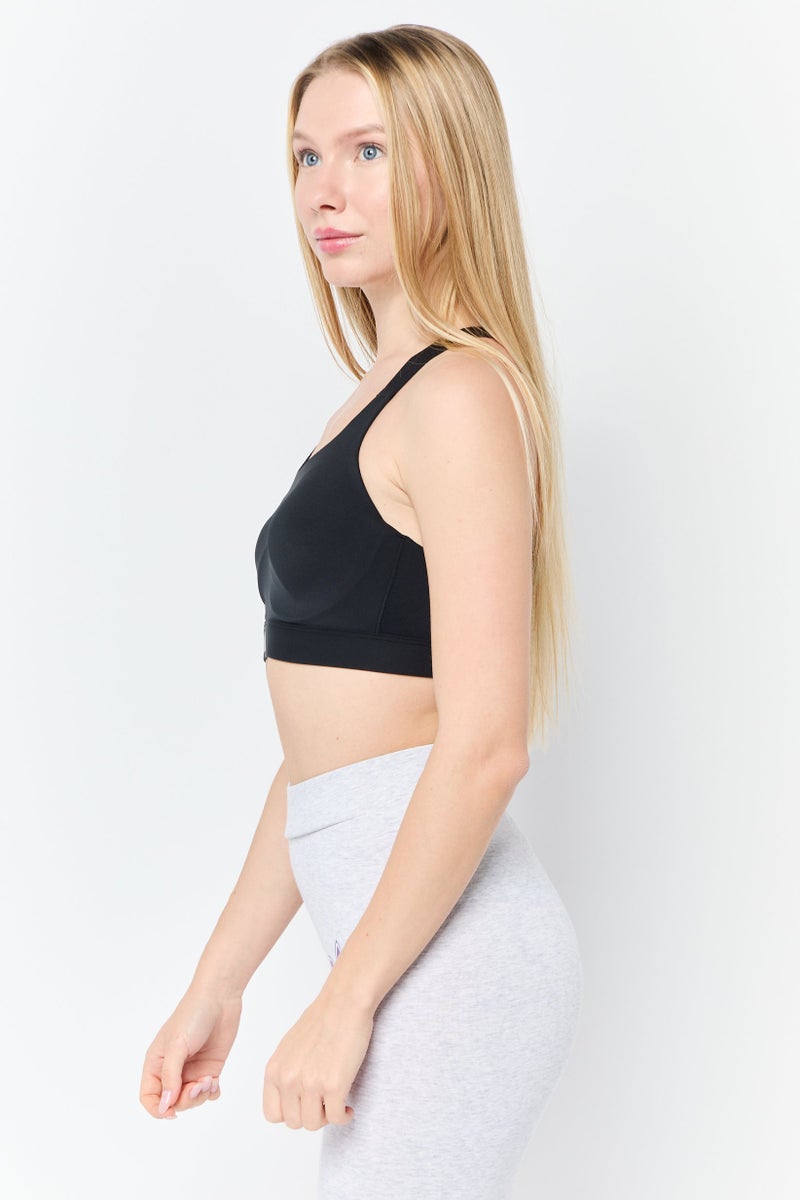 Adidas Women Brand Logo Padded Sports Bra, Black - Image 3