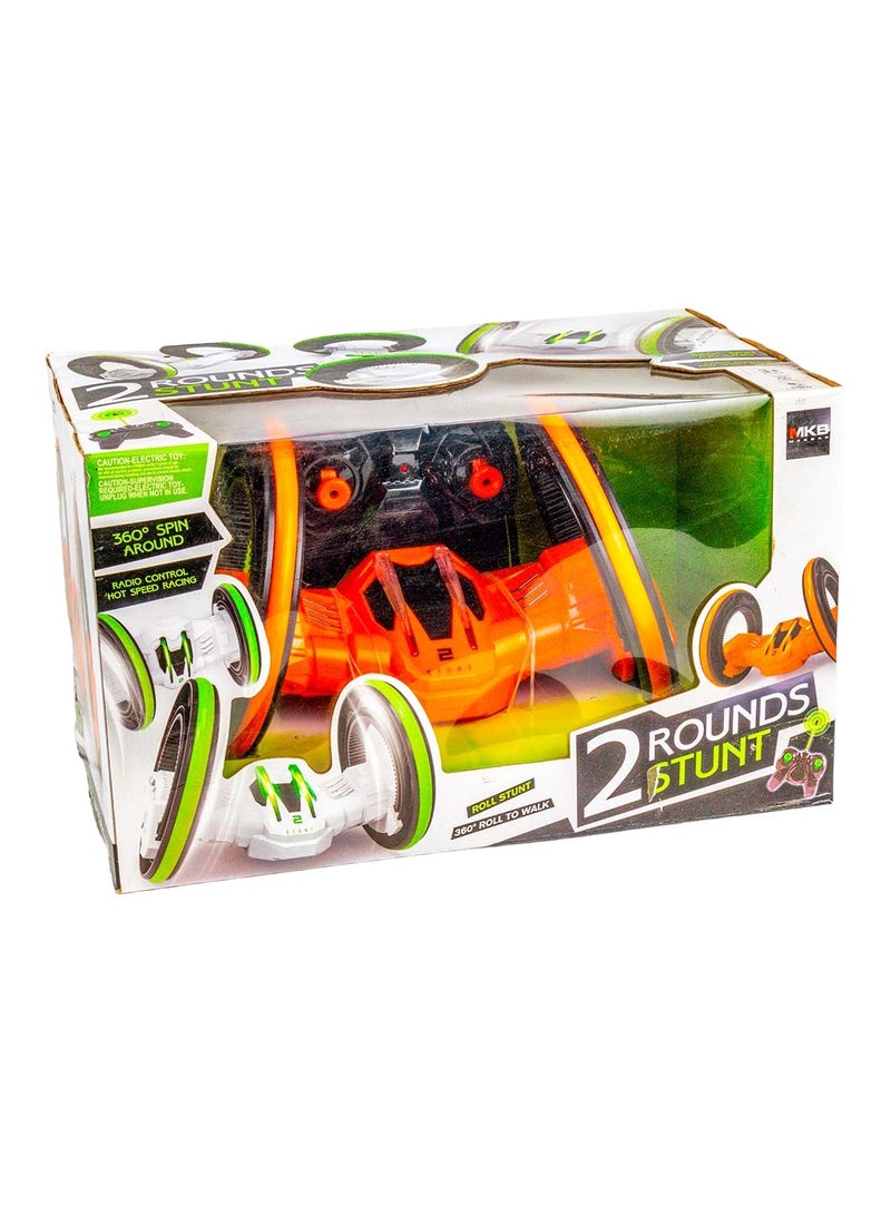 Top Fit 2 Round Stunt Car With Remote Control - Orange - 606