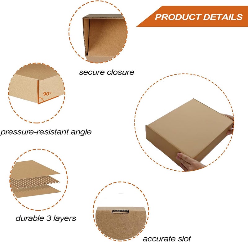 PHAREGE 12x9x3 inch Shipping Boxes 20 Pack, Brown Corrugated Cardboard Mailer Boxes, Medium Mailing Boxes for Packaging Small Business - Image 3