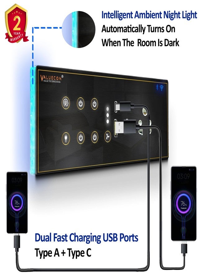 VALUECON® i380 6 modular Smart Wifi Switch Board with 4 Switch,1 Fan,1 Socket, C & A type USB charging ports | App Control, Voice-controlled by Alexa, G. Home, G. Assistant-G. Black - Image 5