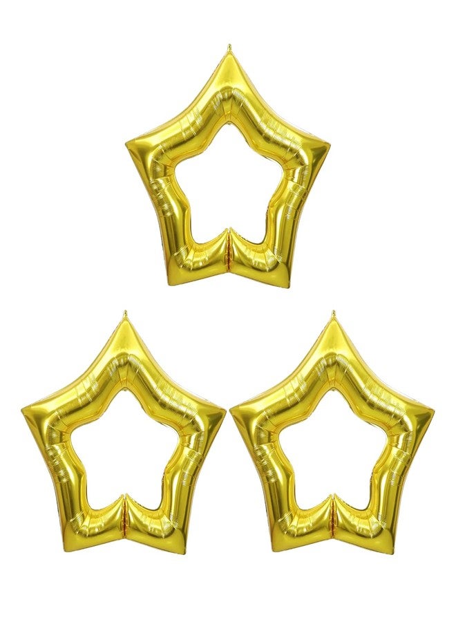 Lamantery Large 40Inch Star Foil Balloon Hollow Out Star Shape Mylar Balloons for Anniversary Wedding Birthday Christmas Party Decoration 3Pack Gold - Image 1