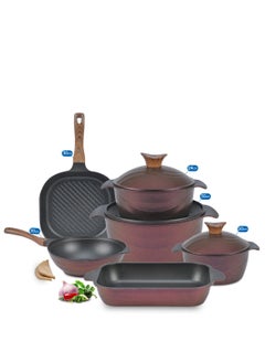 9-Piece Non-Stick Granite Square Cookware Set,3 pots (20-24-30) + wok 30 + casserole 36 + grill 30 Royal - pzsku/Z67DAD3C8B635BBA46408Z/45/_/1711424787/6977c284-99d1-41c1-9eb0-1abdacb68c2d