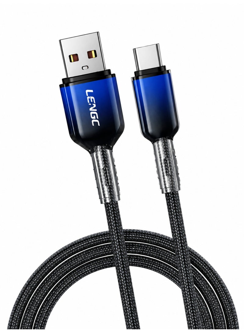 كابل شحن سريع LENGC S52 USB-A إلى USB-C بقوة 6 أمبير، كابل بيانات مجدول نايلون بطول 1 متر، نقل بيانات سريع، متوافق مع هواتف أندرويد وأجهزة Type-C