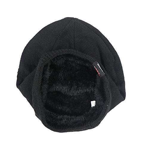iSWEVEN Mens Womens Hat Beanie Cap, Unisex Winter Warm Knitted Hats, Fleece Lining Slouch Skull Beanies Caps for Men Women (4085A, Black) - Image 5