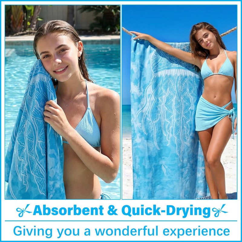 Vikumond Thin Turkish Beach Towel Lightweight Soft Cotton Extra Large XL Oversized Sand Free Sandproof Absorbent Quick Dry Towels Cloud Bath Pool Travel Compact Essentials Accessories for Adult Gifts - Image 5