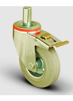 Emes Gray Rubber Light Industrial Wheel with Spherical Brake, Pin Connection, Bushing, Diameter: 100 - Em03 Sprg 100F 