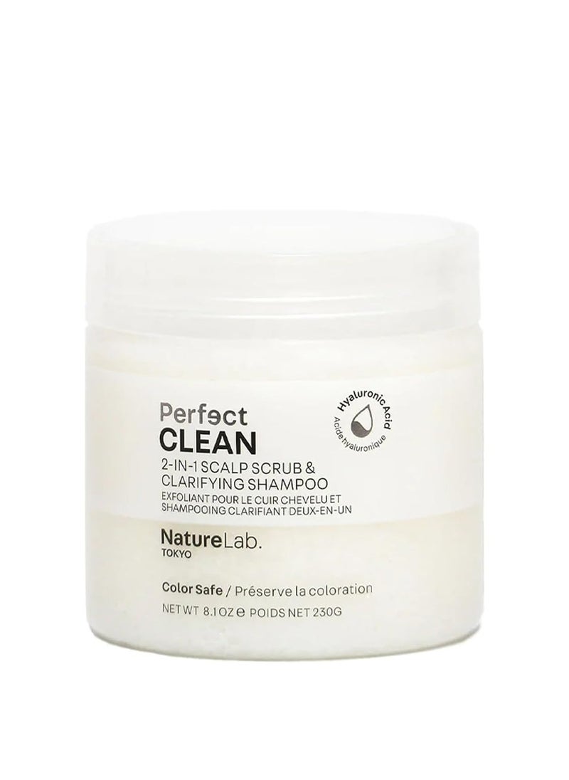 NATURELAB. TOKYO Perfect Clean Clarifying Scalp Scrub: 2-in-1 Shampoo and Scalp Scrub Hair Treatment to Clarify and Remove Product Buildup for Immense Shine I 8.1 OZ / 230G