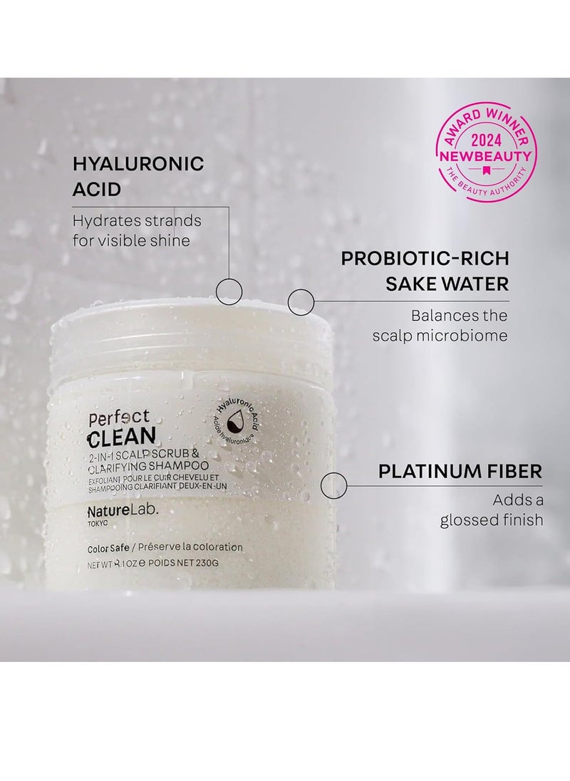 NATURELAB. TOKYO Perfect Clean Clarifying Scalp Scrub: 2-in-1 Shampoo and Scalp Scrub Hair Treatment to Clarify and Remove Product Buildup for Immense Shine I 8.1 OZ / 230G