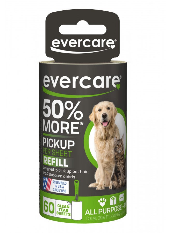 Evercare Pet Lint Roller 60 Layer Refill, 1-Count, Green - Image 1