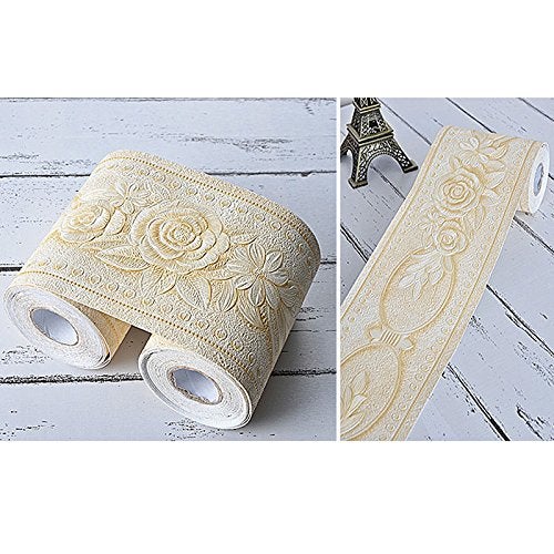 La La Pet Creation Core 4.2x196.8 Waterproof Wallpaper Border 3D Pattern Wall Decor Removable Self Adhesive Kitchen Bathroom Tiles Sticker, Rose Yellow - Image 3
