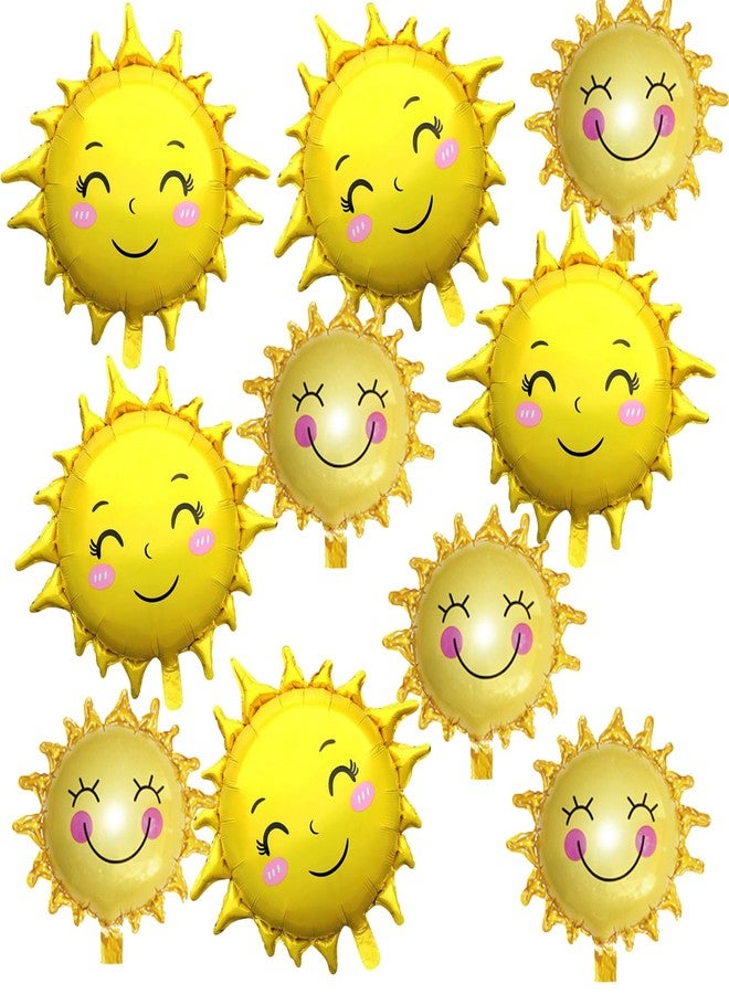 OHLIGEI 10PCS Sun Foil Balloons Set Sunshine Balloons for Summer Party, Wedding, Birthday, Sunny Theme Party Decorations - Image 1