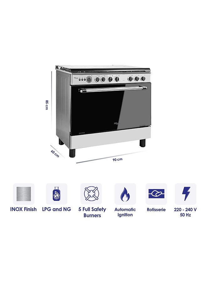 SUPER GENERAL 5-Burner Freestanding Gas Cooker 90x60x85cm SGC901FS Silver - Image 4