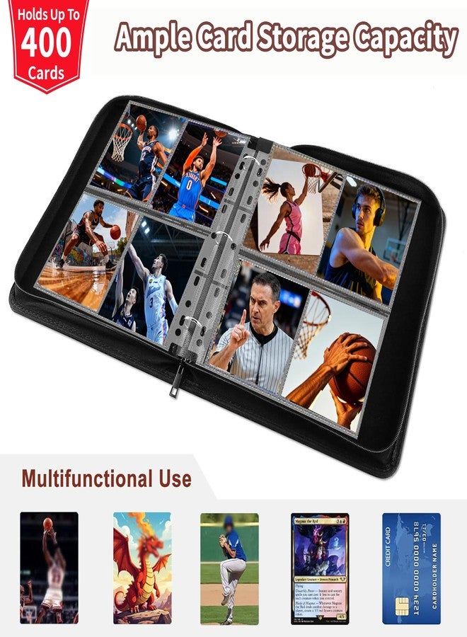 DaroeDiy Basketball Card Binder,2025-26 Sports Trading Card with Sleeves Holder Album,400 Pockets Basketball Card Holder,2026 Portable Collection Card Ablum, Game Card Case book With Zipper - Image 3