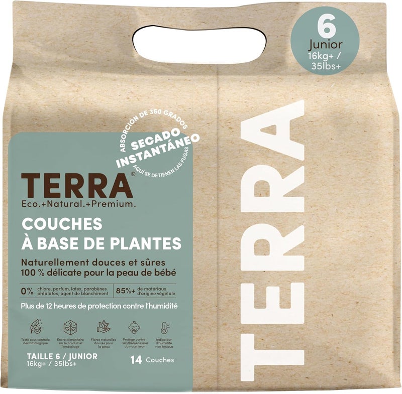 Terra حفاضات تيرا بحجم 6 للأطفال مصنوعة من مواد نباتية - Image 3
