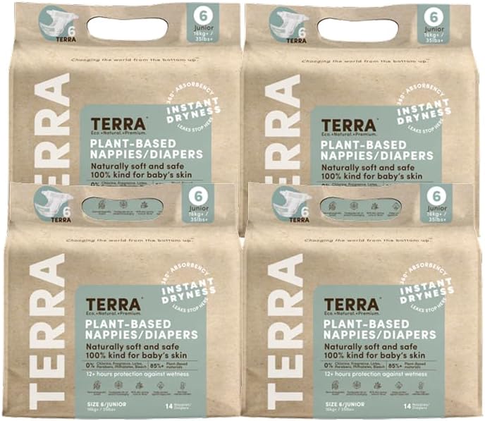 Terra حفاضات تيرا بحجم 6 للأطفال مصنوعة من مواد نباتية - Image 1