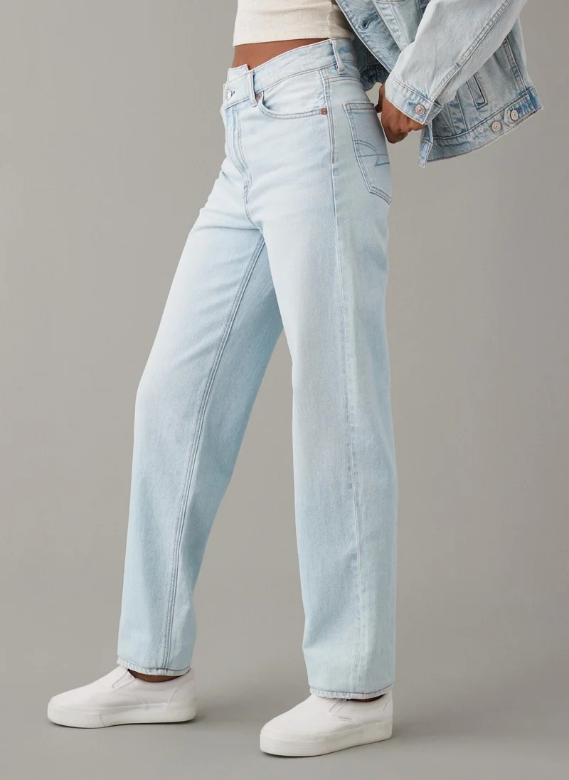 American Eagle Highest Waist Crossover Baggy Straight  Jeans