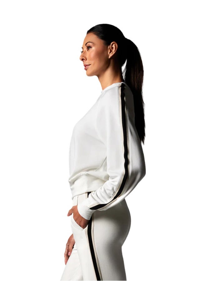 TAVI EASE CREW STRIPE SWEATSHIRT COCONUT EBONY - Image 2