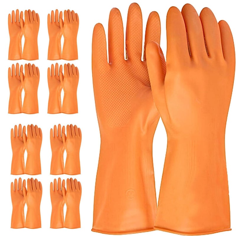 Evozena Heavy Duty Hand Gloves, Gloves for Washing Utensils, Rubber Gloves for cleaning, Gardening Gloves, Dish Washing Gloves, Kitchen Gloves for Dishwashing, Industrial Gloves Orange (L, 2 Pairs)