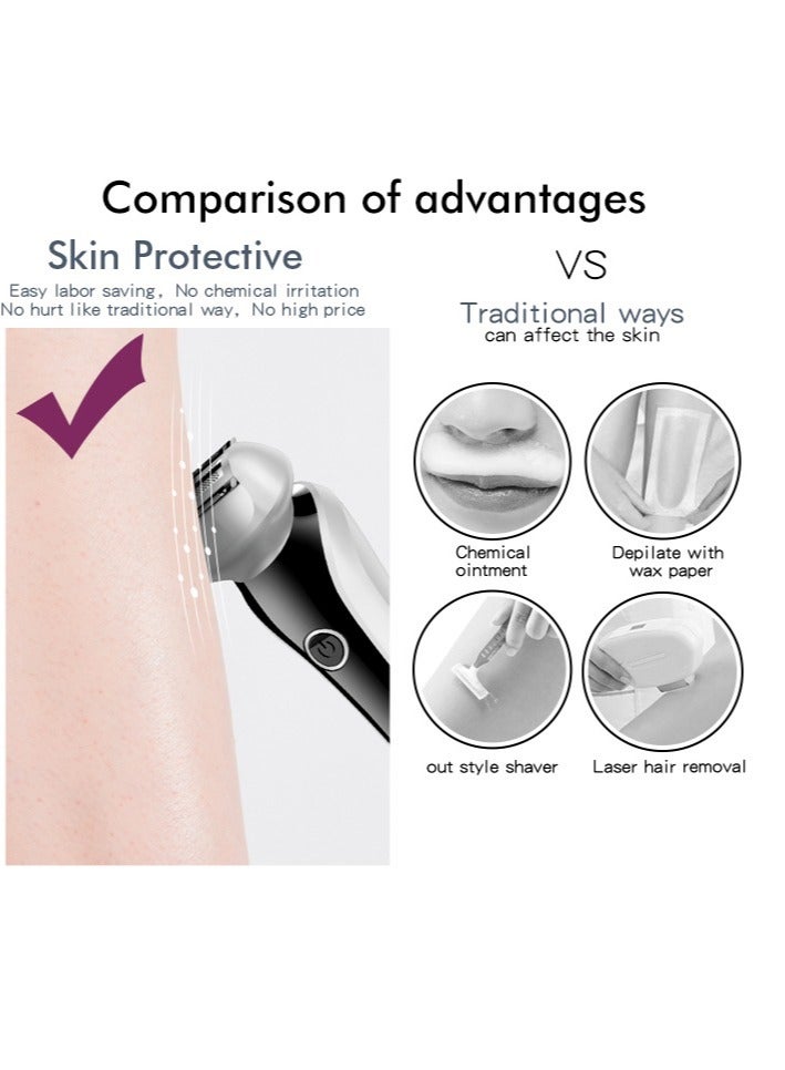 Arabest مجموعة ماكينة حلاقة نسائية LED برأس شفرة متعدد الوظائف مع إمكانية إعادة الشحن عبر USB لإزالة الشعر في الصيف للساق والذراع - Image 4