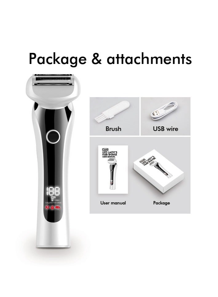 Arabest مجموعة ماكينة حلاقة نسائية LED برأس شفرة متعدد الوظائف مع إمكانية إعادة الشحن عبر USB لإزالة الشعر في الصيف للساق والذراع - Image 3