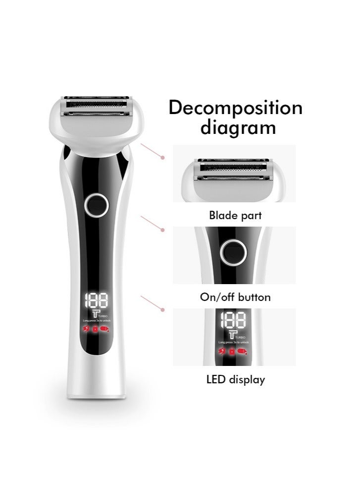 Arabest مجموعة ماكينة حلاقة نسائية LED برأس شفرة متعدد الوظائف مع إمكانية إعادة الشحن عبر USB لإزالة الشعر في الصيف للساق والذراع - Image 2