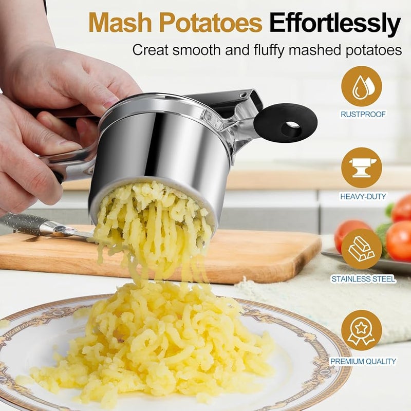 AHFLRITO Potato ricer, Heavy Duty Ricer for Mashed Potatoes, Large Mashed Potato Ricer Stainless Steel with Ergonomic Handle, Efficiently Mashed Potato Masher for Mashed Potatoes - Image 4