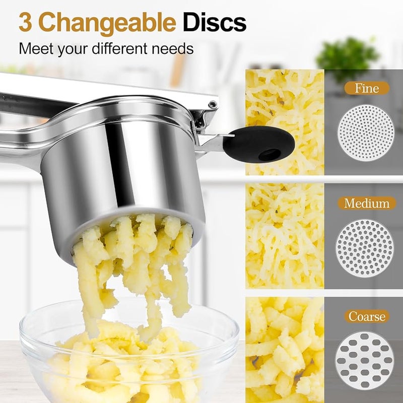 AHFLRITO Potato ricer, Heavy Duty Ricer for Mashed Potatoes, Large Mashed Potato Ricer Stainless Steel with Ergonomic Handle, Efficiently Mashed Potato Masher for Mashed Potatoes - Image 5
