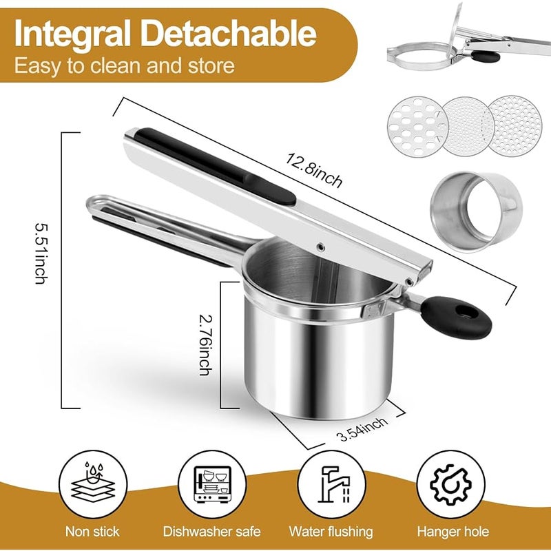 AHFLRITO Potato ricer, Heavy Duty Ricer for Mashed Potatoes, Large Mashed Potato Ricer Stainless Steel with Ergonomic Handle, Efficiently Mashed Potato Masher for Mashed Potatoes - Image 3