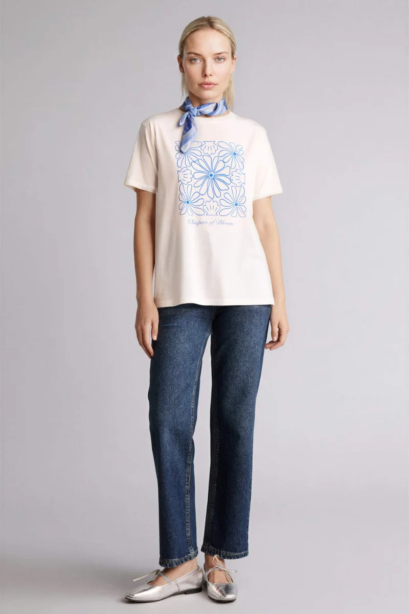 DeFacto Regular Fit Crew Neck Ethnic Short Sleeve T-Shirt
