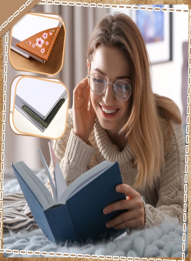 Panelee 12 Leather Corner Bookmark Book Club Gifts for Women Accessories for Reading Books Lover Cute Book Reading Gifts Lovers Floral Print Triangle Bookmark(Flower) - Image 5