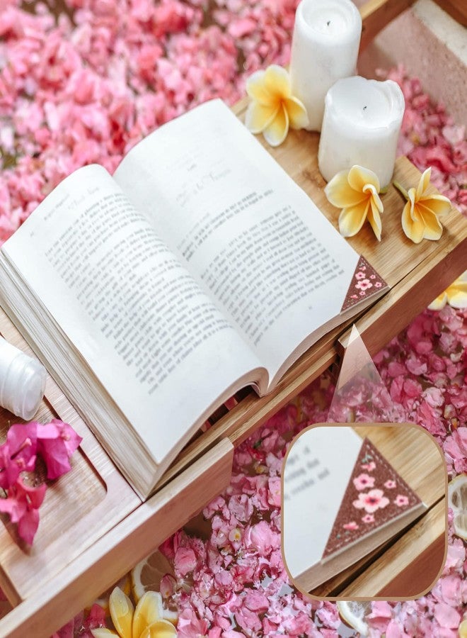 Panelee 12 Leather Corner Bookmark Book Club Gifts for Women Accessories for Reading Books Lover Cute Book Reading Gifts Lovers Floral Print Triangle Bookmark(Flower) - Image 4