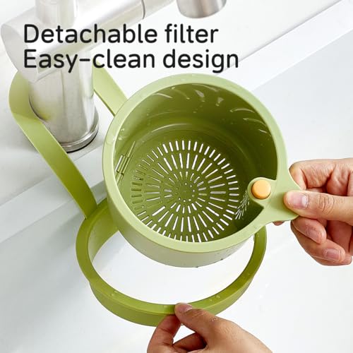 SKYTONE Kitchen Sink Drain Basket, Double Layer Strainer Food Waste Filter Baskets,Hanging Sink Drains Holder,Detachable Strain Basket, Easy to Clean (Green) - Image 3