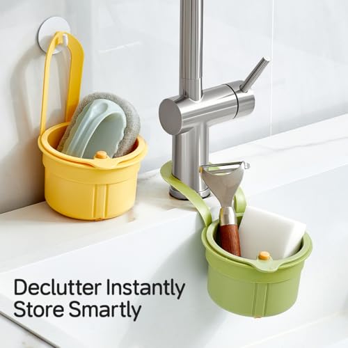 SKYTONE Kitchen Sink Drain Basket, Double Layer Strainer Food Waste Filter Baskets,Hanging Sink Drains Holder,Detachable Strain Basket, Easy to Clean (Green) - Image 4