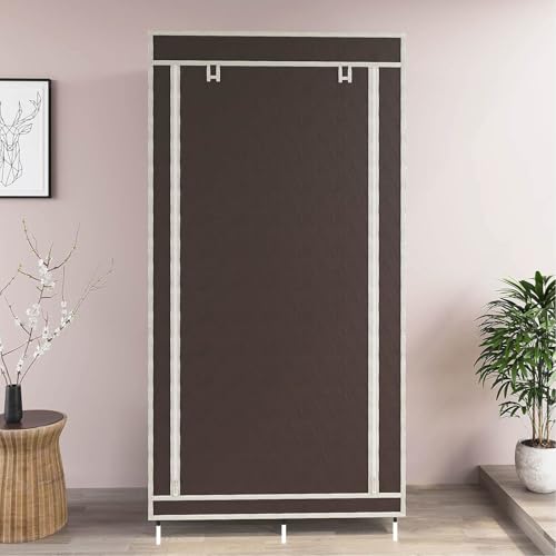 GTC Wardrobe with Plastic Frame | Portable Closet with 6 Shelves & Side Pockets | Non Woven Cover | Ideal for Clothes, Shoes & Accessories (Brown) 26x13x61.4Inch (8800-3) - Image 5