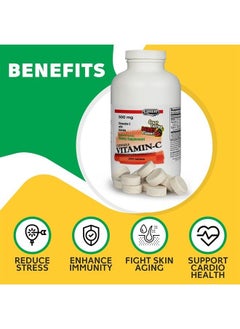 500mg Chewable Vitamin C Candy for Kids & Adults – Easy-to-Take Vitamin C Supplement with Acerola – Kosher & Made in The USA – Great Tasting Berry Flavor, 100 Tablets