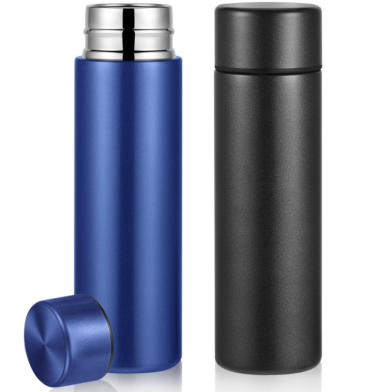 Irenare 5oz Mini Water Bottle Mini Insulated Stainless Steel Bottle Purse Water Bottle Cute Leak Proof Water Flask Keeps Drink Cold and Hot for Purse Kids Women Lunch Bag Black Blue 2 Pieces