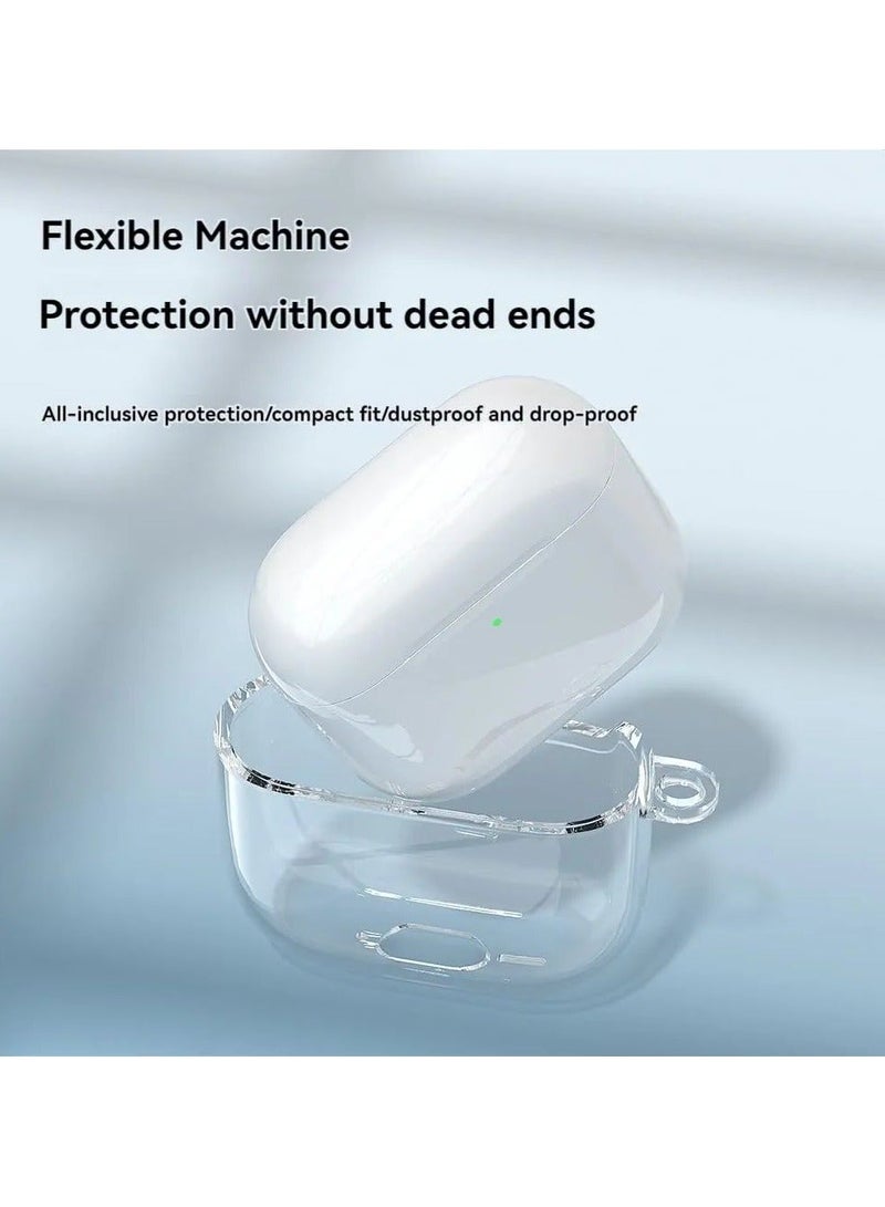 أكاليكس غطاء حماية كامل شفاف نحيف ومقاوم للصدمات متوافق مع AirPods 4 2024، مضاد للسقوط، مضاد للاصفرار، يدعم الشحن اللاسلكي، غطاء ناعم للحماية الكاملة مع سلسلة مفاتيح (شفاف) - Image 5