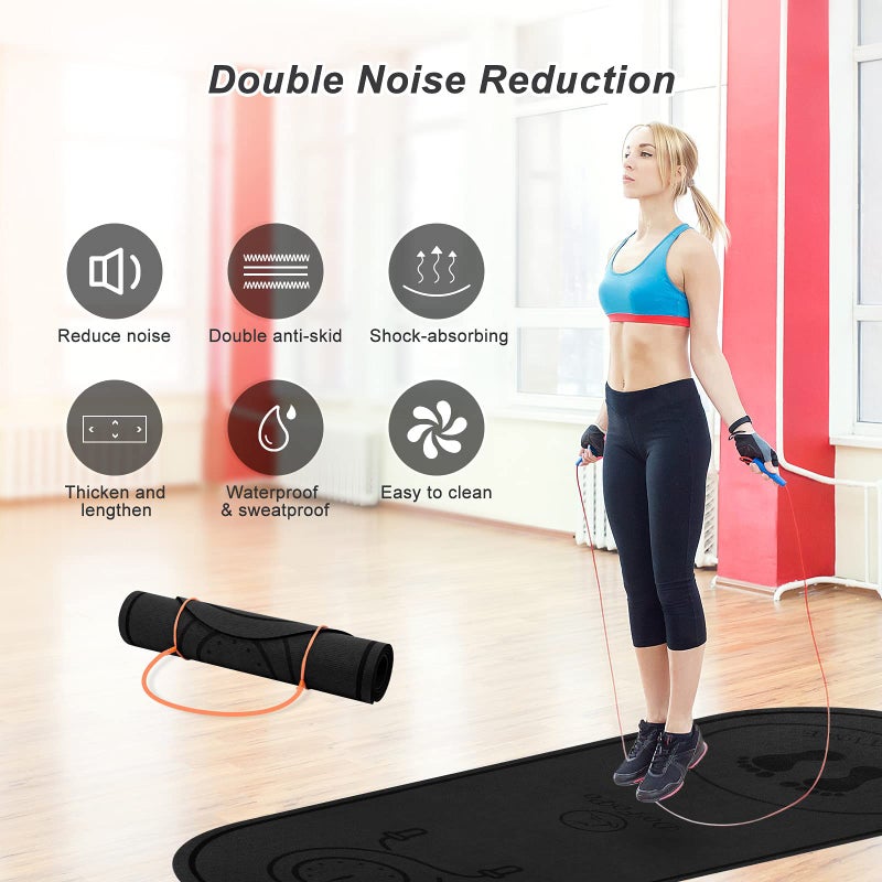 dofopo Jump Rope Mat 71"x24" Larger Non-Slip Indoor Outdoor Exercise Fitness Mat,High-Density Workout Shock Absorption Jump Mat for Home Gym Flooring Concrete Jumping Rope - Image 4