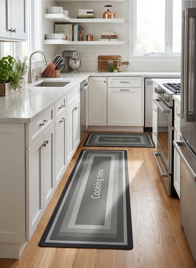 Happy Home Kitchen Mat Set of 2 PCS – Cushioned Non-Slip Rugs for Kitchen, Absorbent Washable Floor Mats for Home, Office, Laundry, Bathroom, Protects Floors from Oil, Moisture and Stains, Size 40x60 + 40x120cm, Suitable for Hardwood, Tile, Ceramic, Vinyl, Marble Floors, High-Quality Durable Material - Image 2